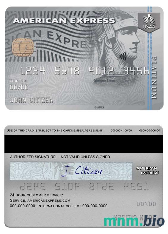 USA USAA bank Amex karta w pełni edytowalne PSD